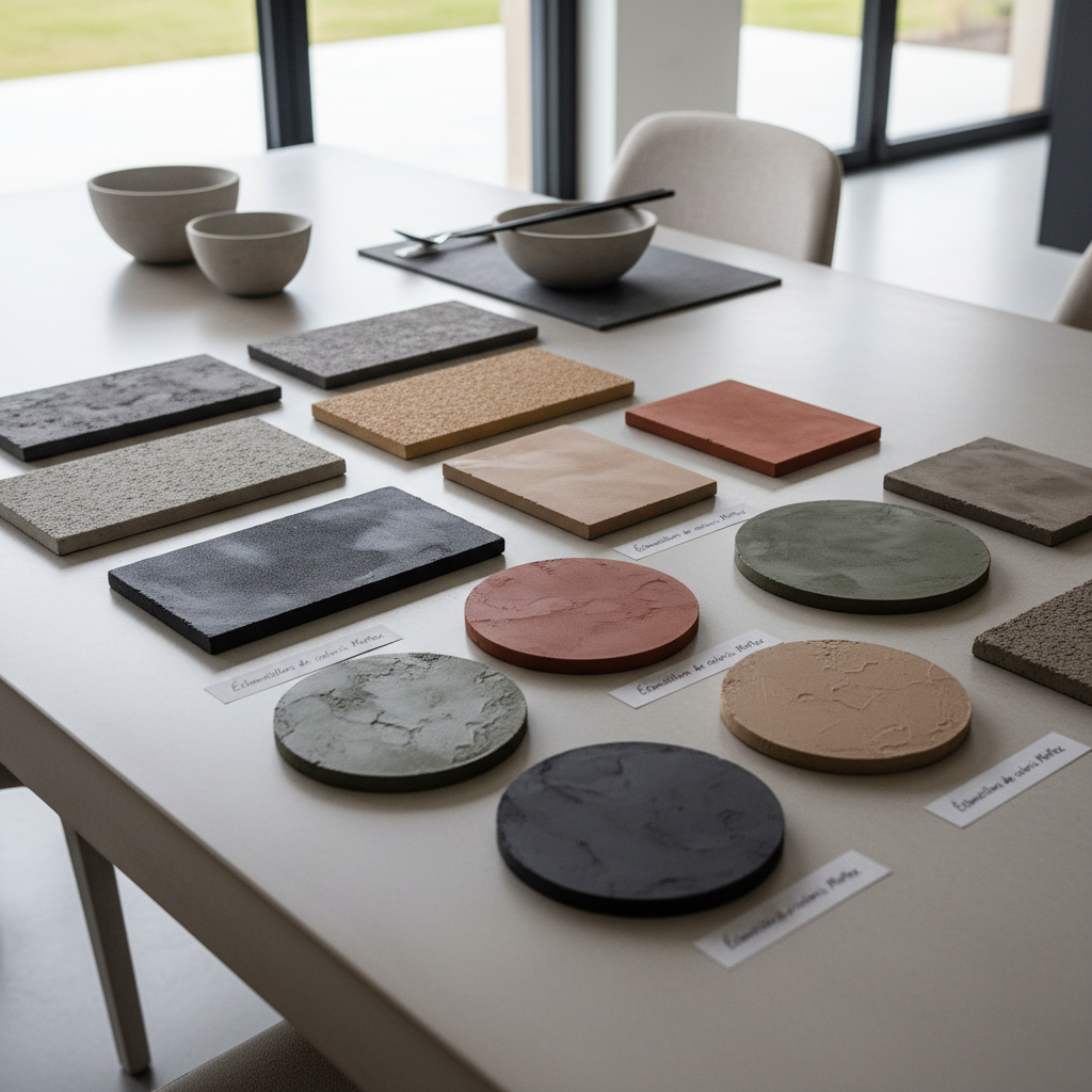 Palette coloris table à manger béton ciré Mortex personnalisable