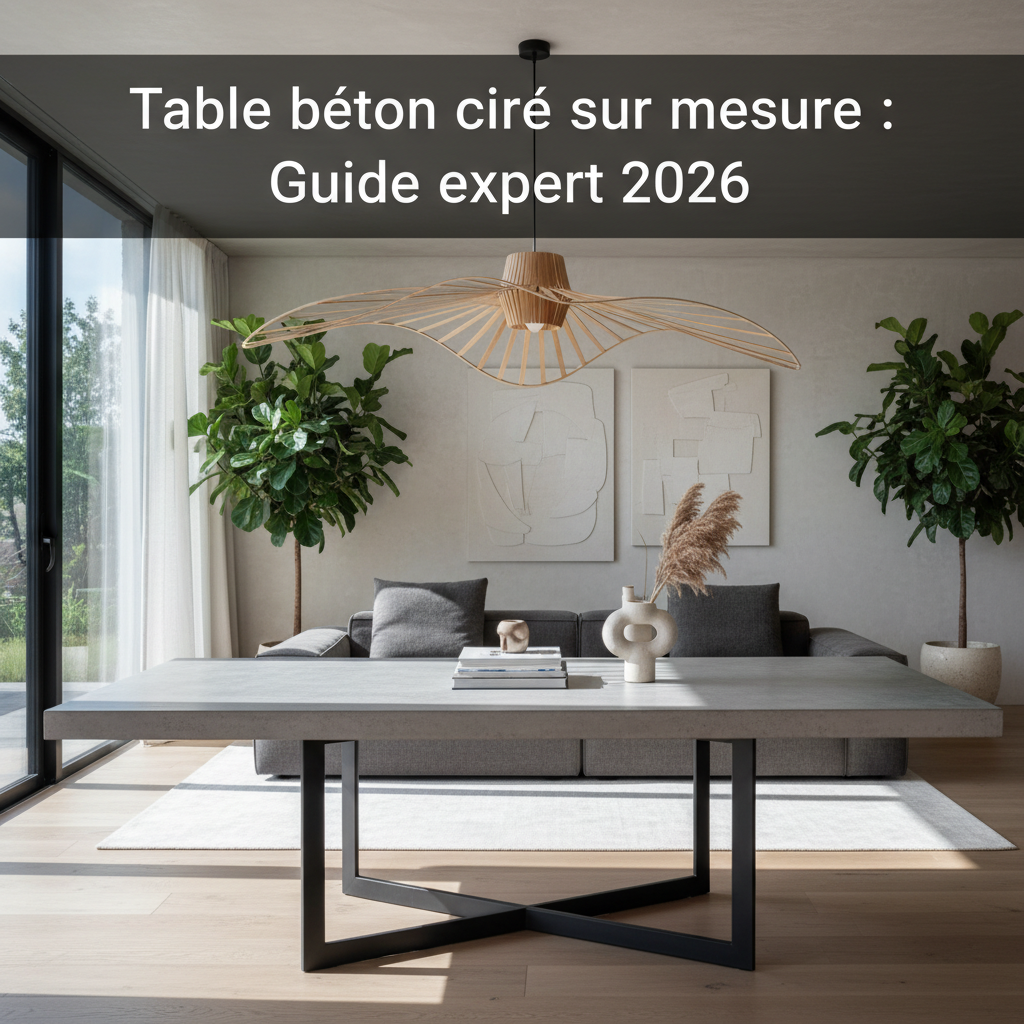 Table béton ciré sur mesure élégante dans intérieur design