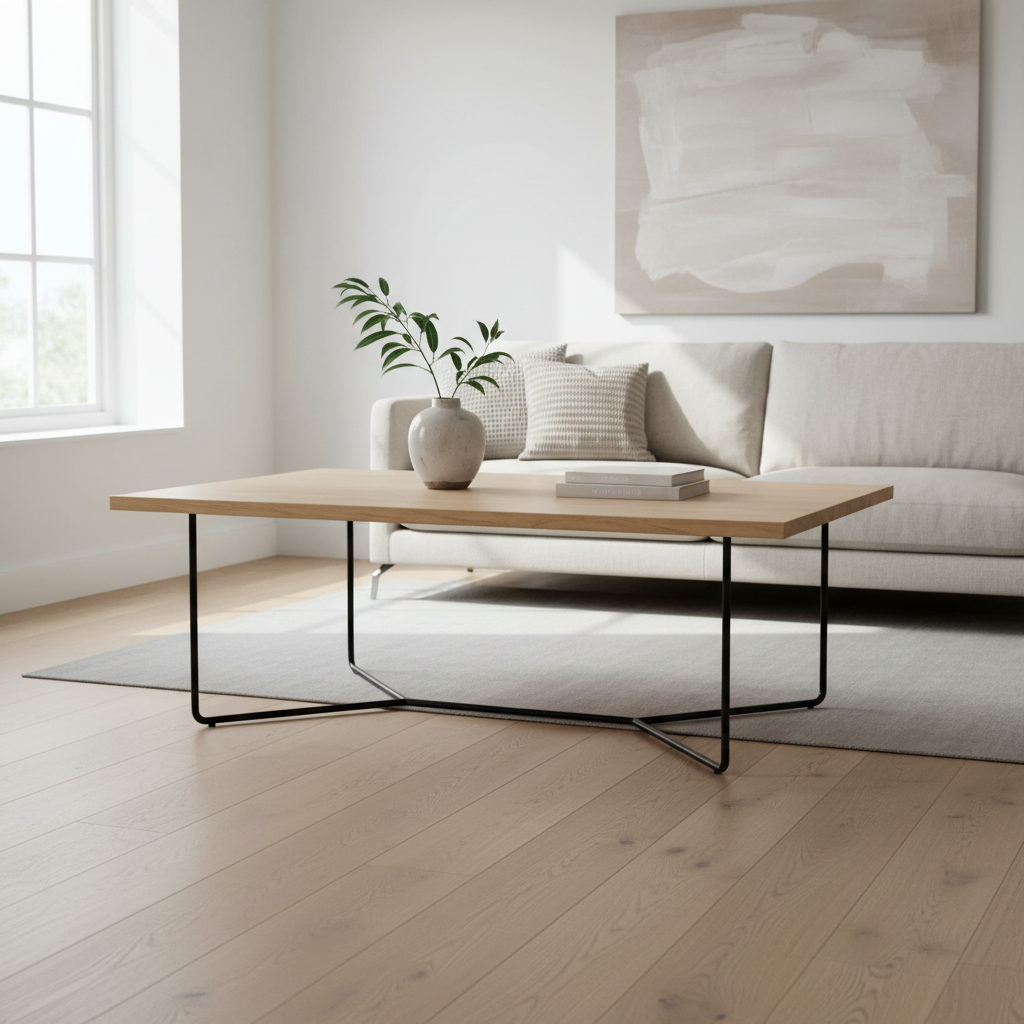 table piètement bois métal style minimaliste contemporain