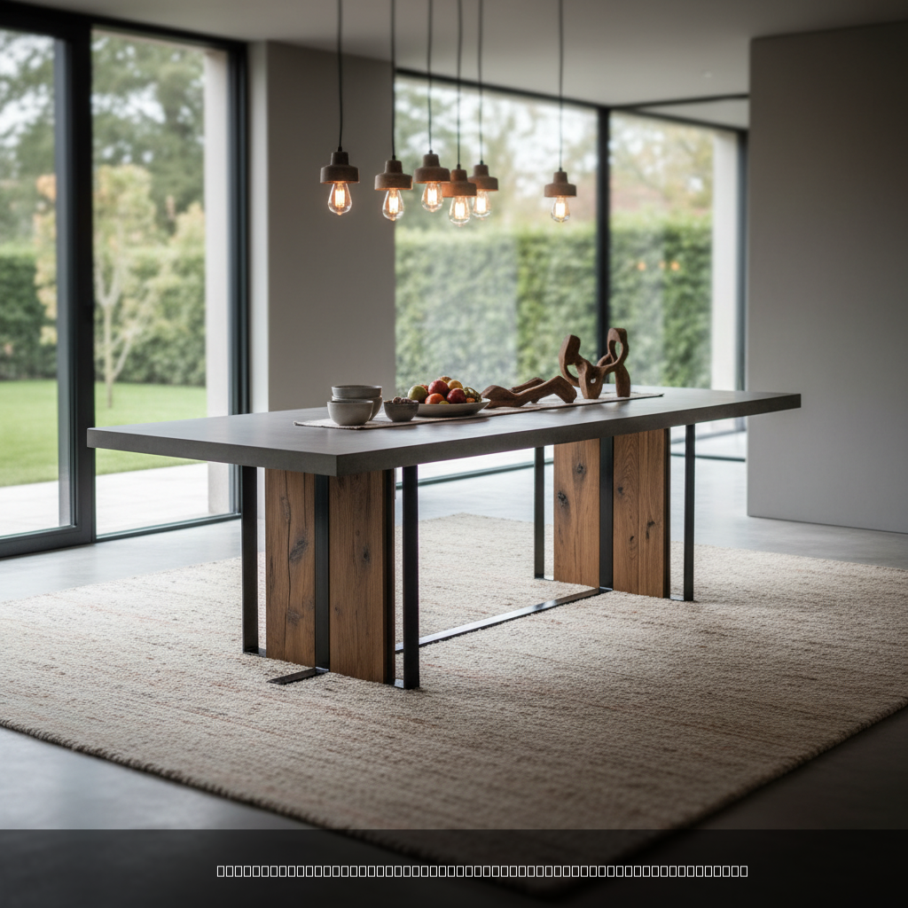 table piètement bois métal design contemporain