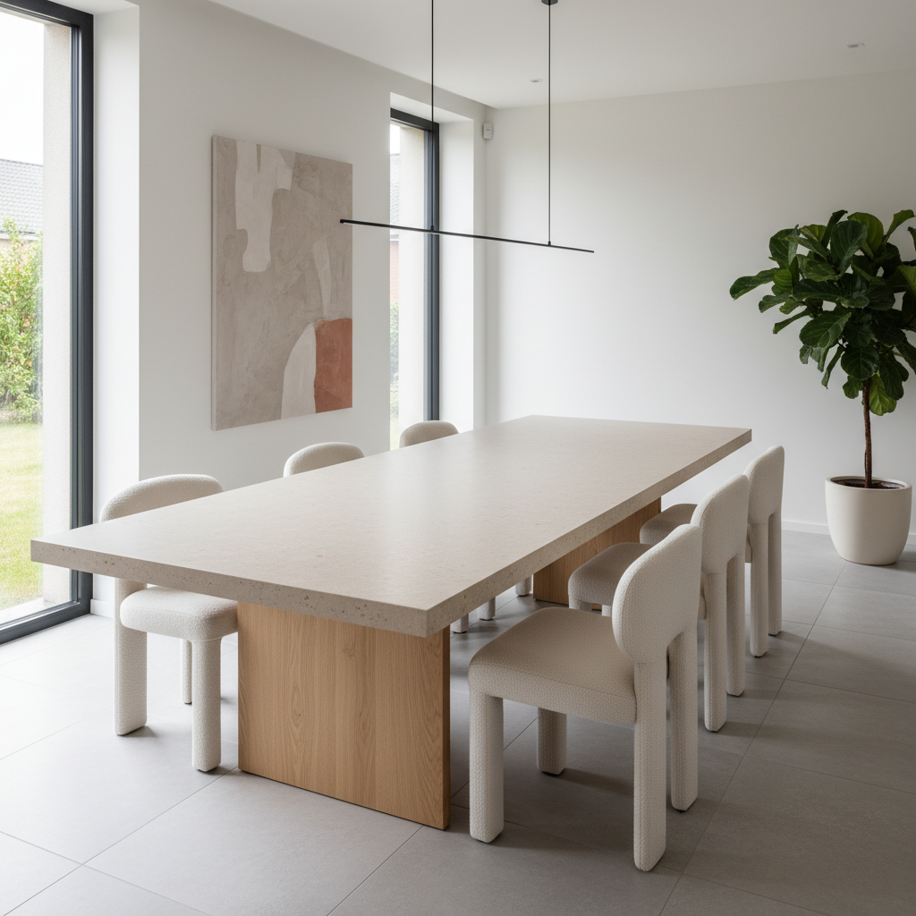 aménagement salle à manger moderne avec table en mortex