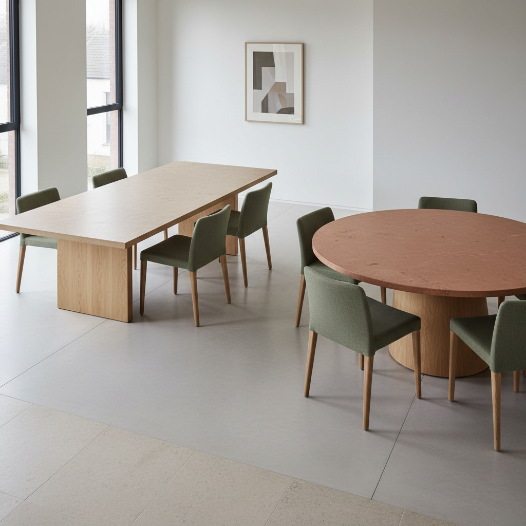 Formes de tables familiales en mortex et leurs dimensions optimales