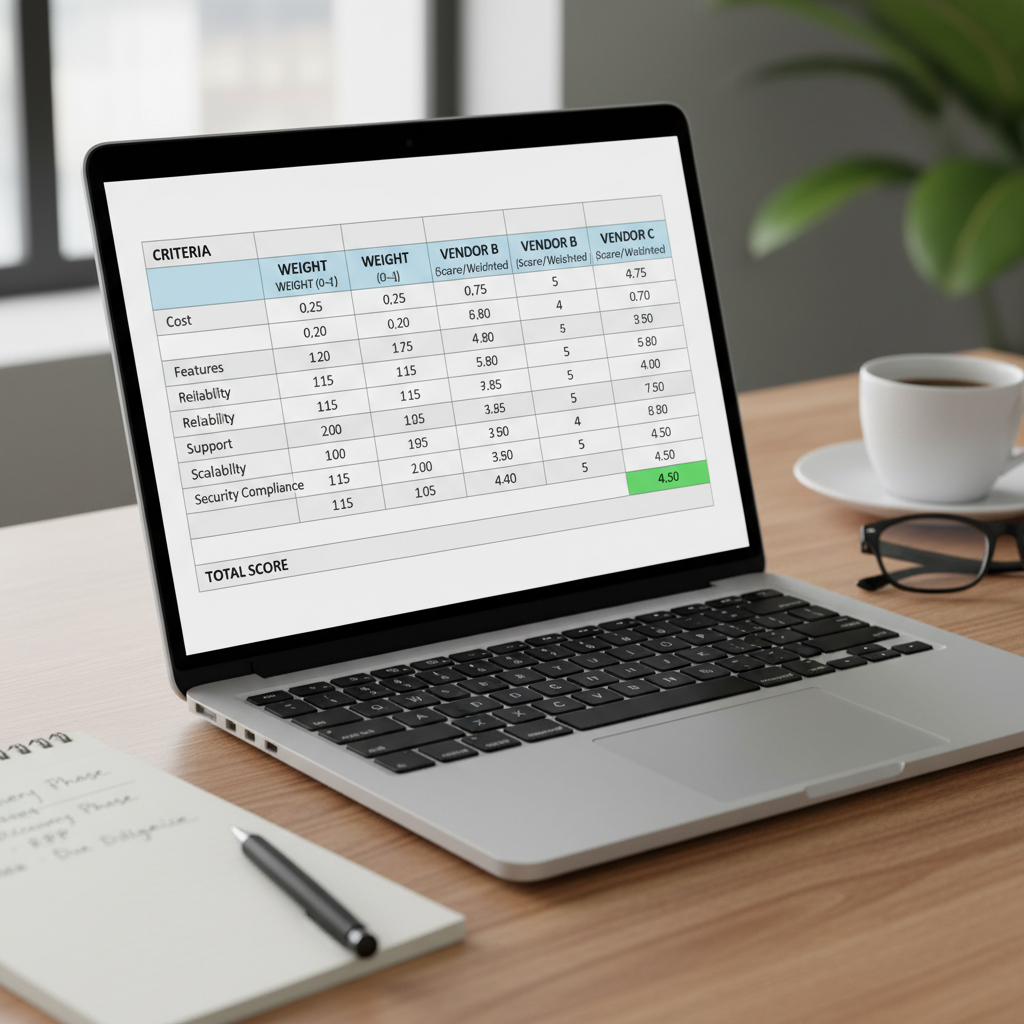 vendor selection process evaluation criteria matrix