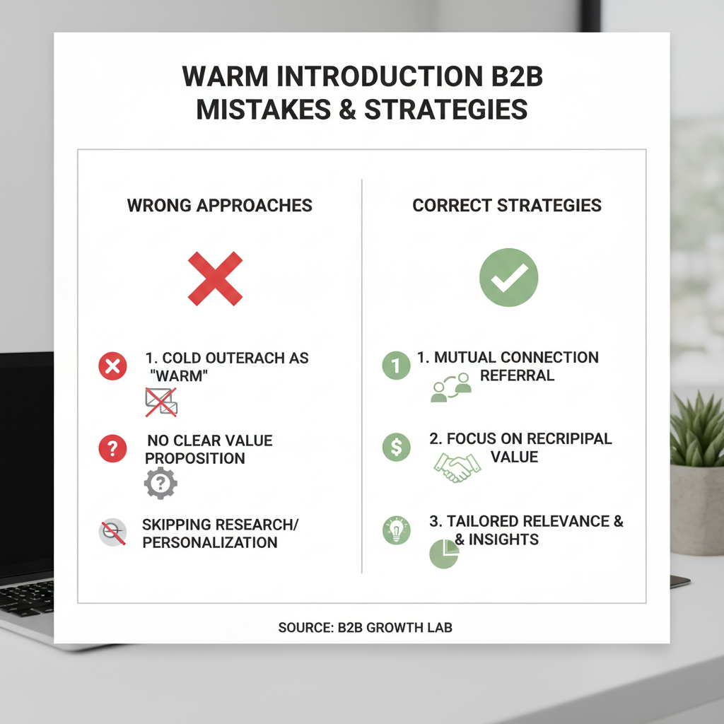 warm introduction B2B common mistakes and best practices visual guide