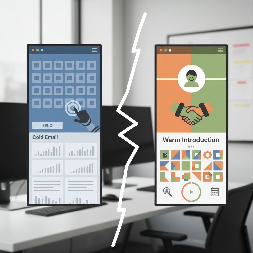 Best B2B Sales Prospecting Tools That Actually Work in 2026 2 Comparison of B2B sales prospecting tools showing cold email versus warm introduction effectiveness