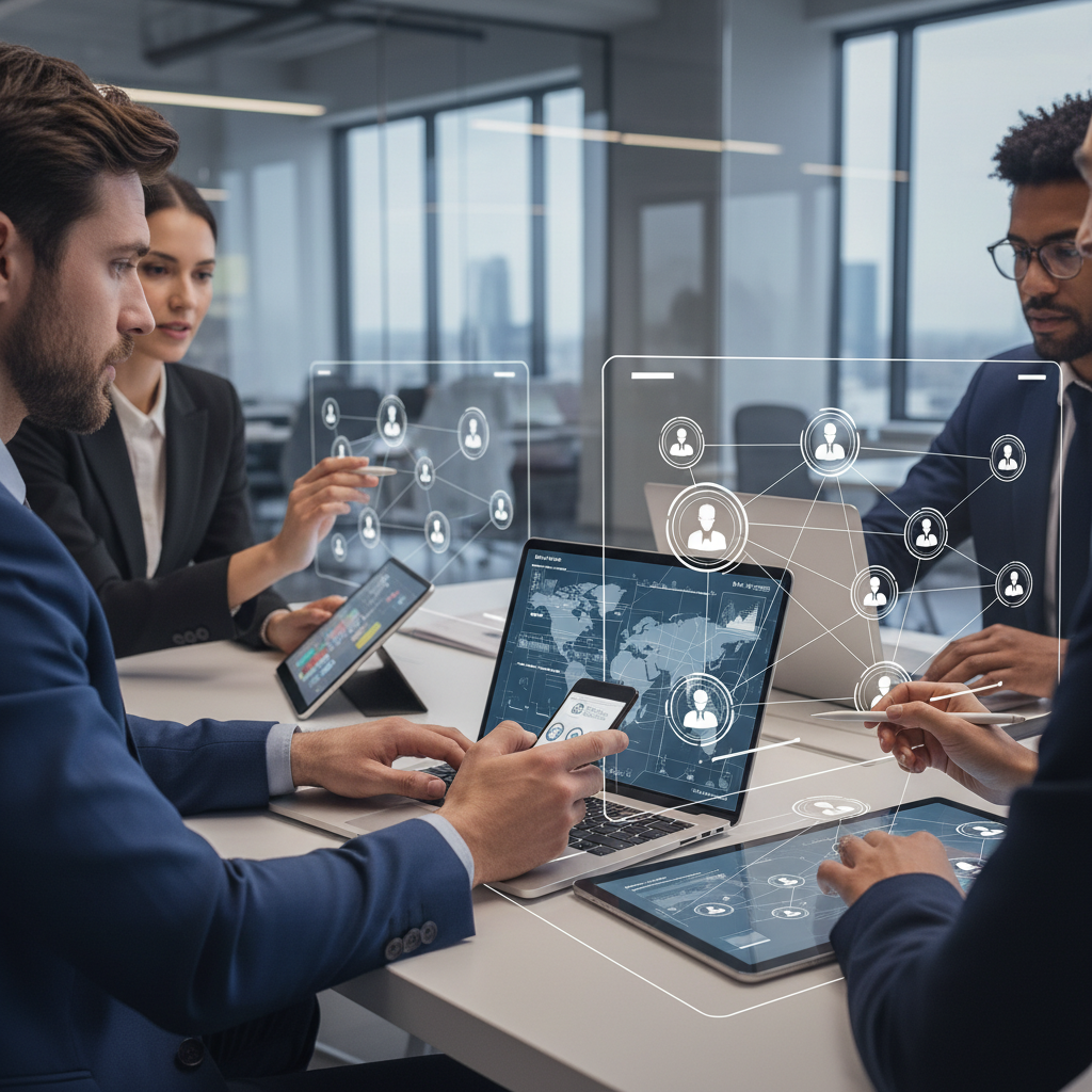 professionals managing curated business networks through technology platforms and mobile apps