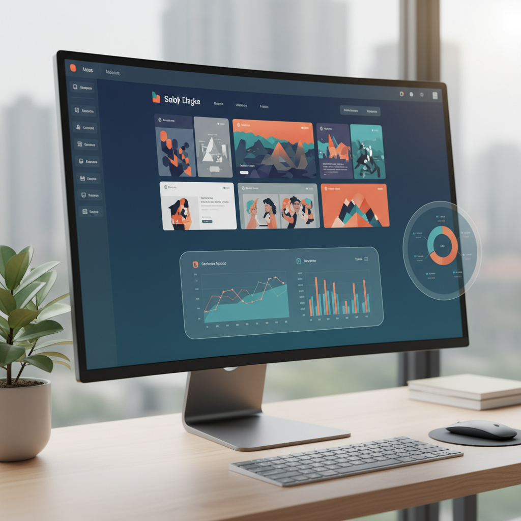 evaluating web design near me agency portfolio on desktop computer with analytics dashboard