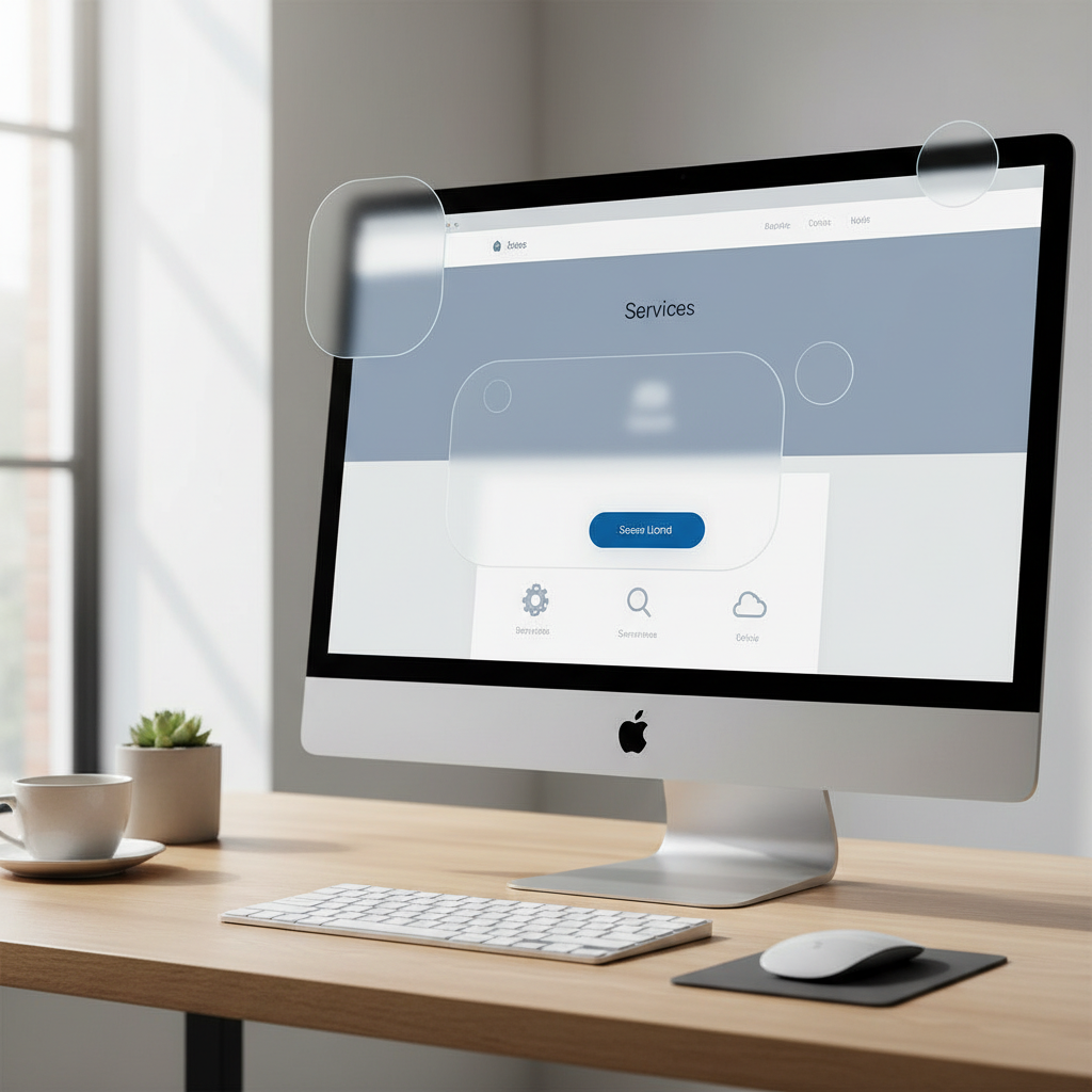 professional web design for small business services page on desktop monitor
