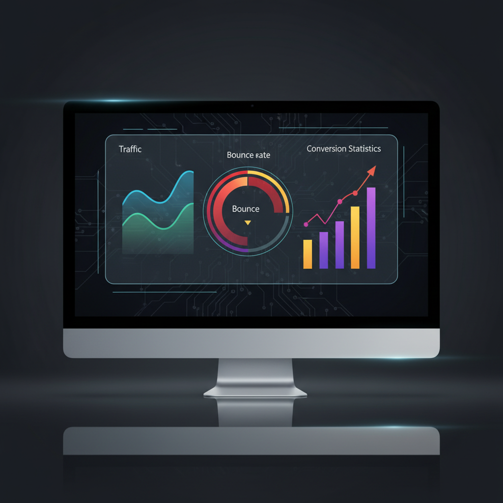 web design for small business analytics dashboard showing traffic and conversion data