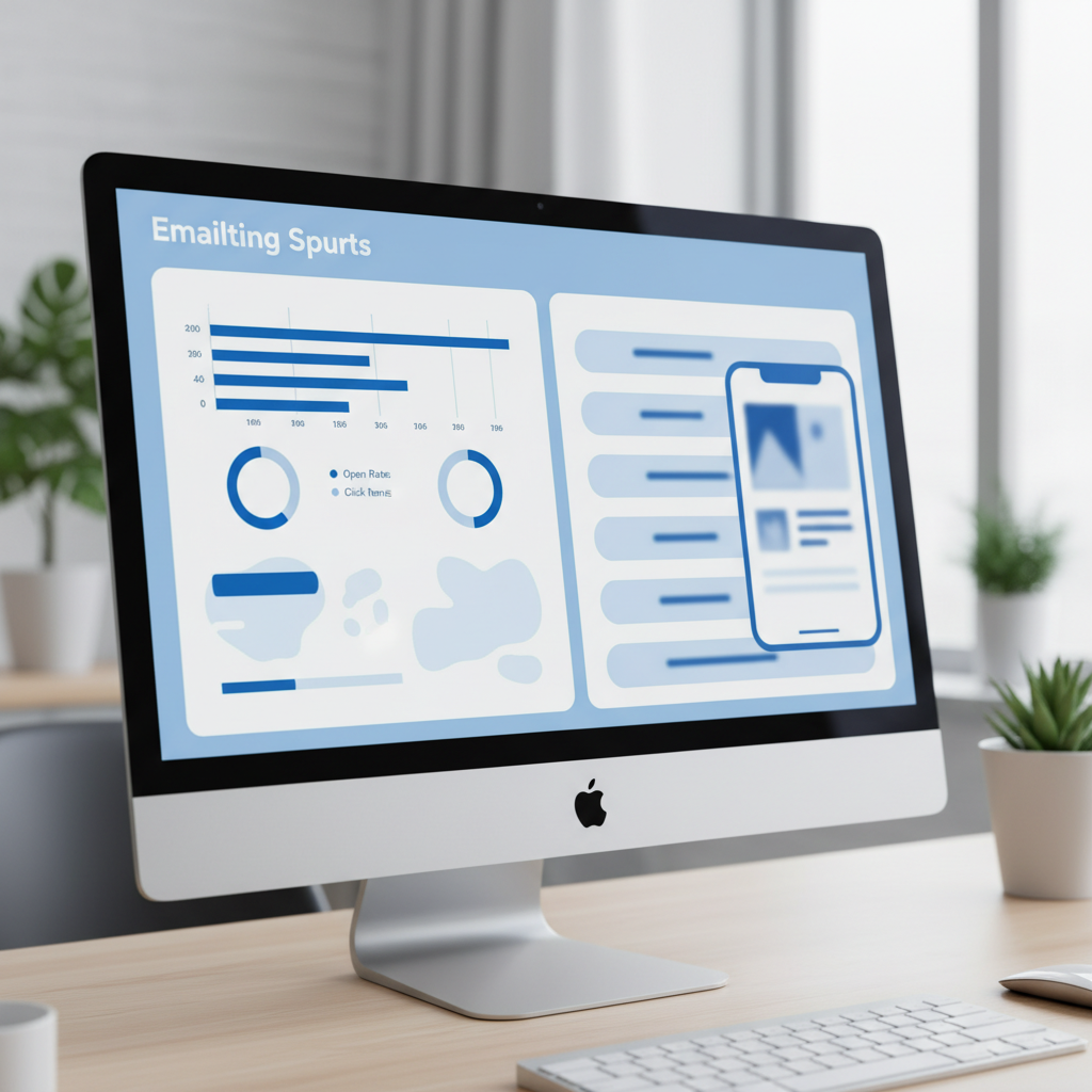 email marketing services analytics dashboard showing campaign performance metrics on desktop and mobile