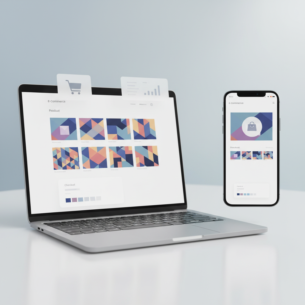 ecommerce website design cost example showing professional online store on laptop and mobile