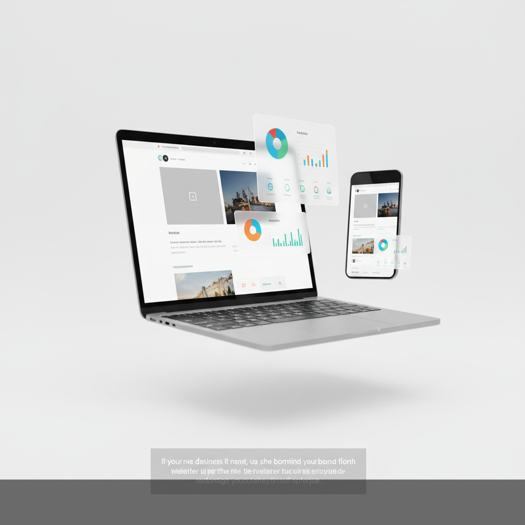 hire web designer process shown on laptop and mobile device mockup