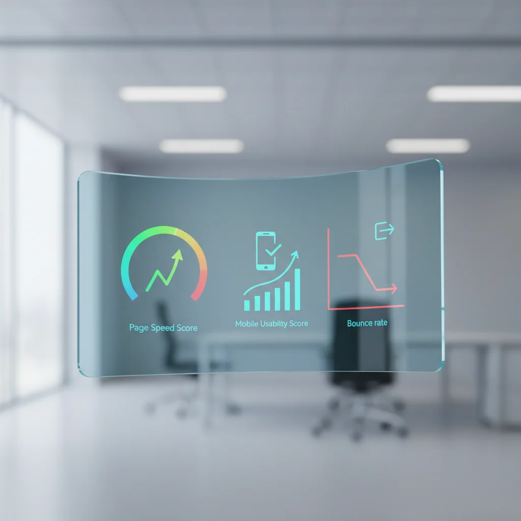 mobile-first web design performance metrics dashboard on smartphone screen
