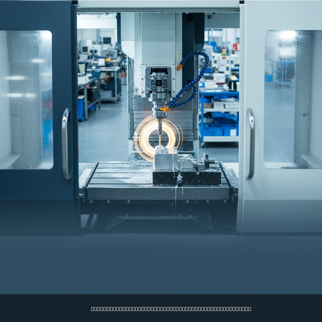 CNC machining center producing small precision parts, representing modern precision machining services
