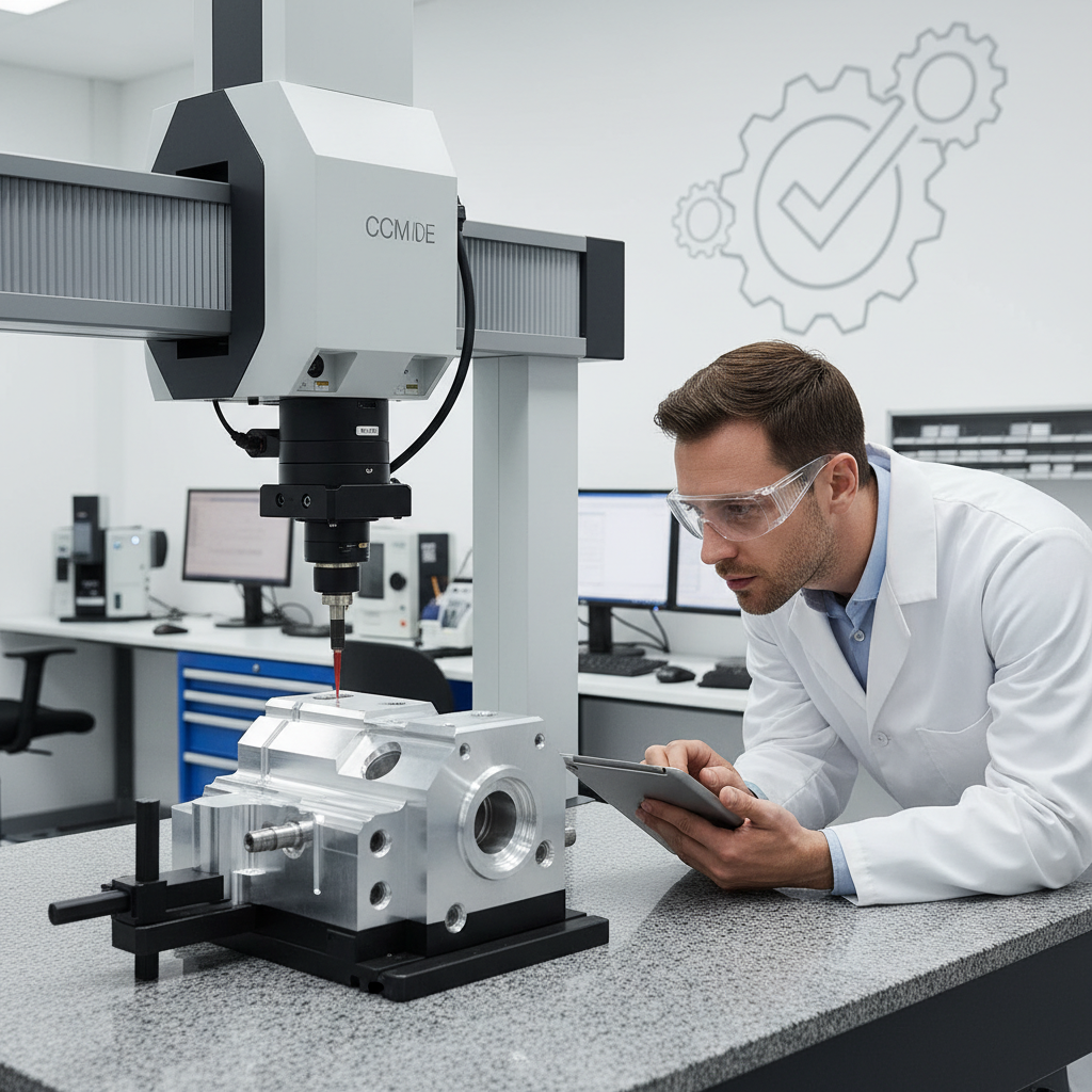Quality engineer using CMM to inspect precision machined parts, representing quality assurance in what is precision machining
