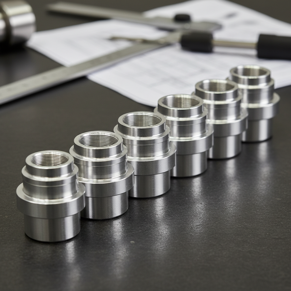 Precision machining aluminum parts showing turned components with fine surface finish