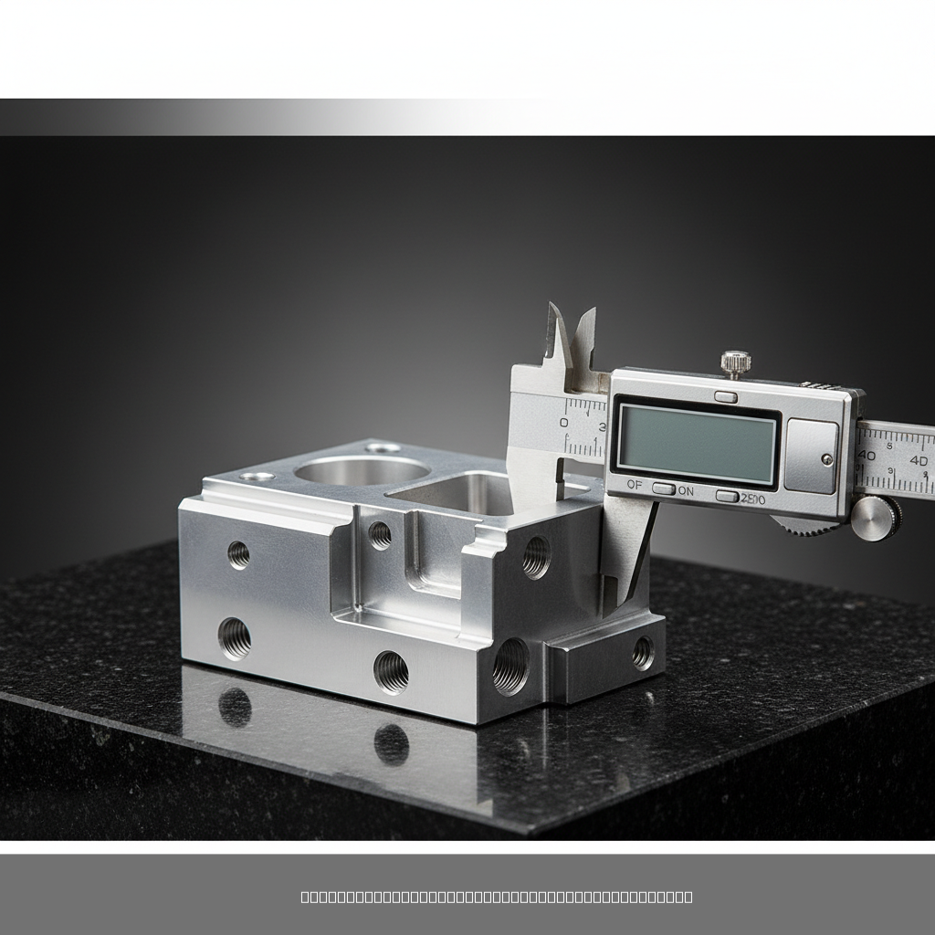CNC tolerancing explained with precision measurement of a machined part using digital calipers