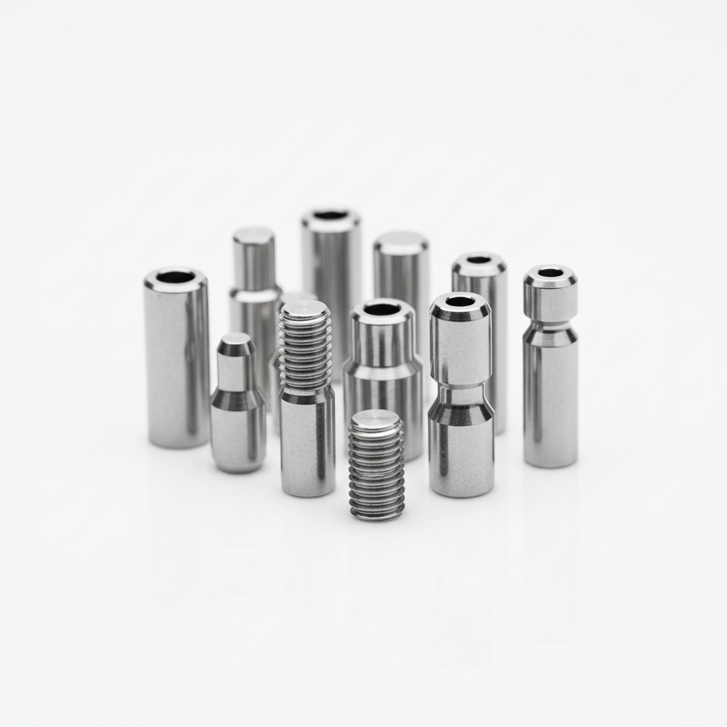 Small precision parts produced by swiss machining technology including medical screws and connector pins