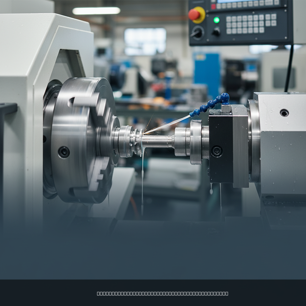 Swiss machining technology CNC lathe with guide bushing and sliding headstock in operation
