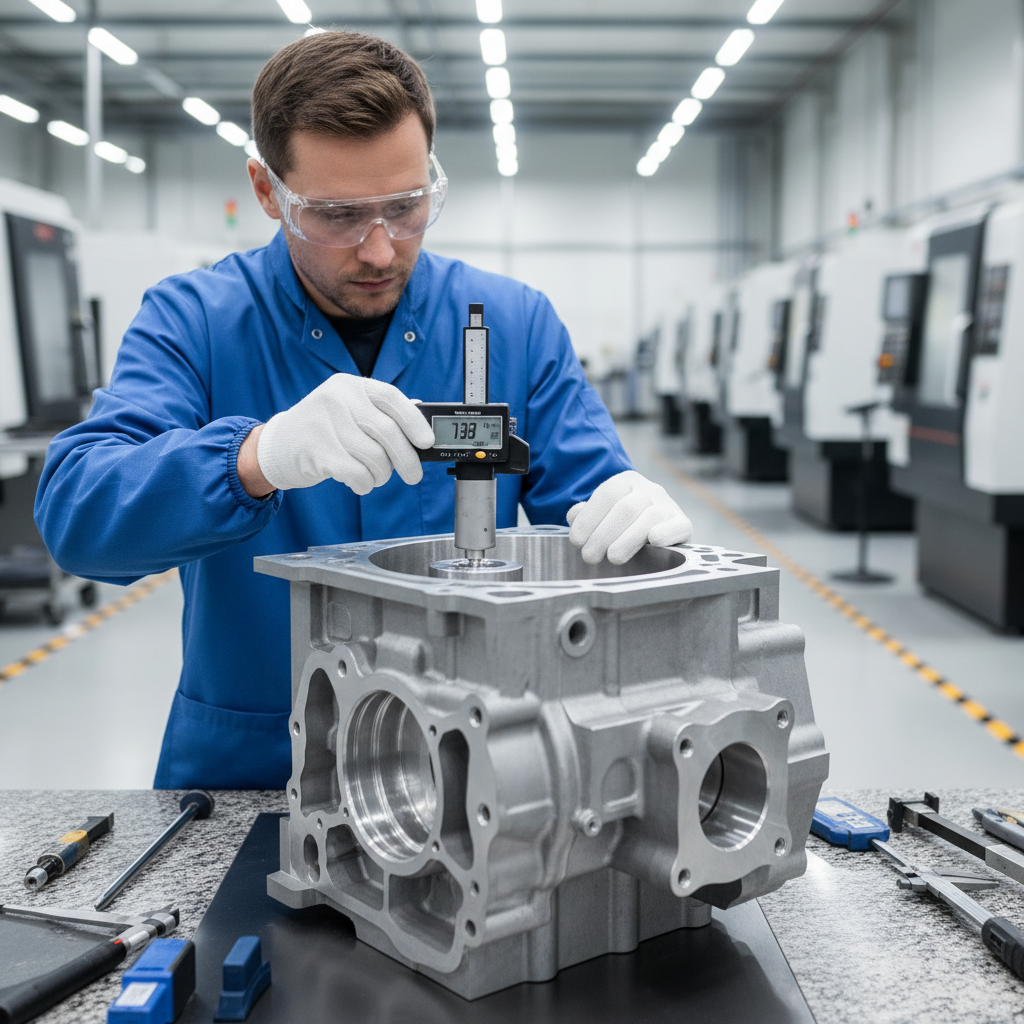 Quality inspection of CNC boring process results using a digital bore gauge on a precision machined part