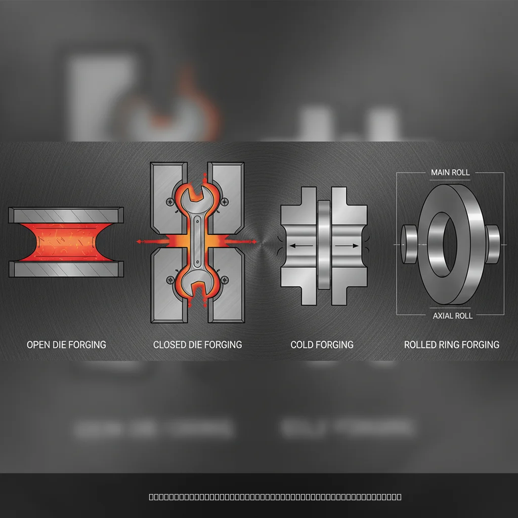diagram illustrating the four main types of forging processes