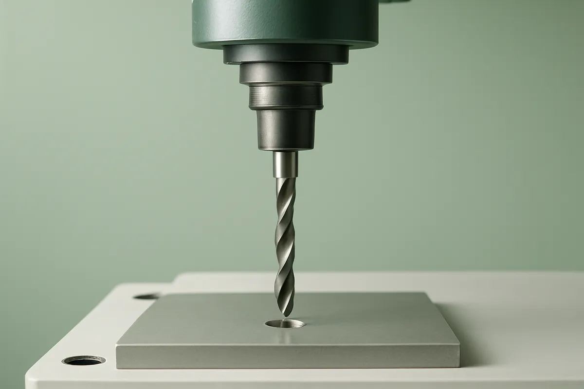 5-axis CNC machine achieving high hole drilling accuracy on a complex part