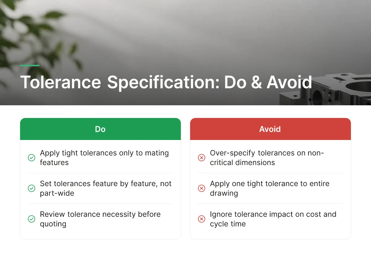 Tolerance Specification: Do & Avoid