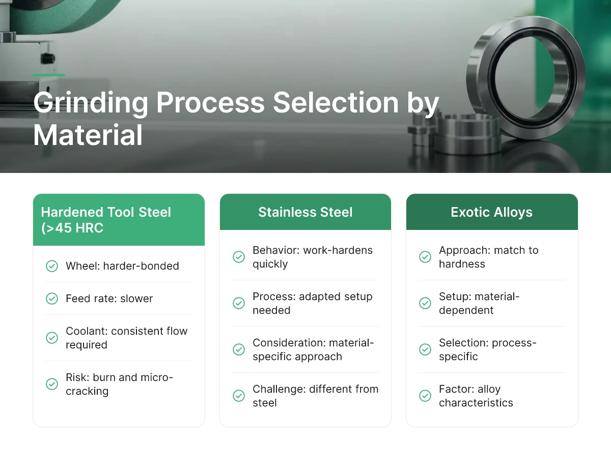 Grinding Process Selection by Material