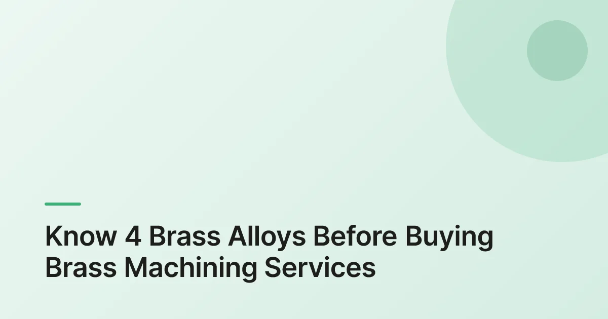 brass machining services overview