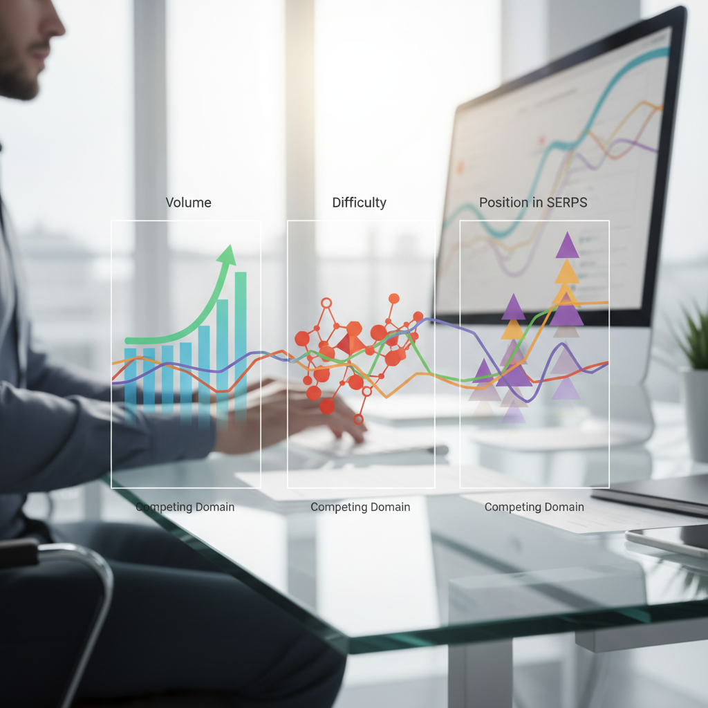 Comparaison de mots-clés dans une analyse concurrence SEO entre plusieurs domaines