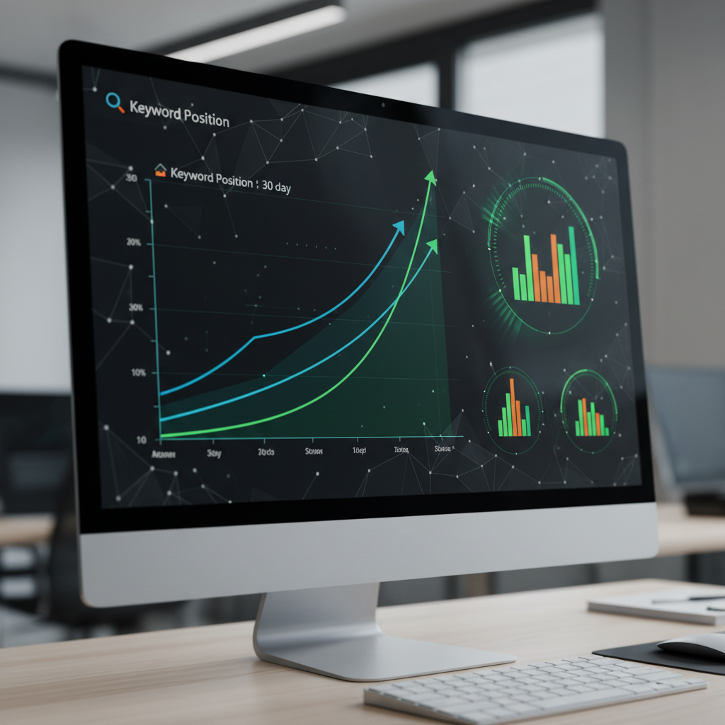analyse des données de suivi de positionnement Google avec courbes d'évolution des mots-clés
