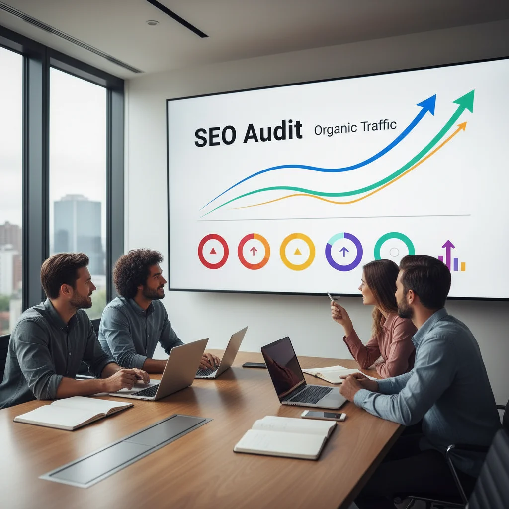 Analyse des résultats d'un audit SEO en ligne gratuit par une équipe marketing professionnelle