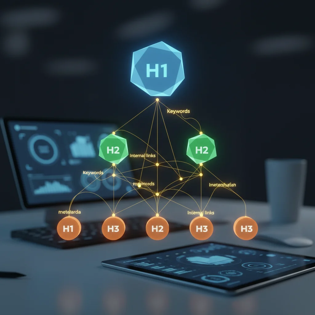 Structure de contenu SEO optimisé avec balises H1 H2 H3 pour comment optimiser contenu SEO