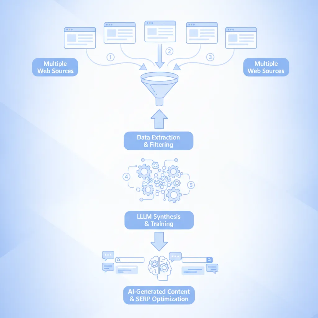 Fonctionnement du SEO génératif définition : processus d'extraction et de synthèse par un grand modèle de langage