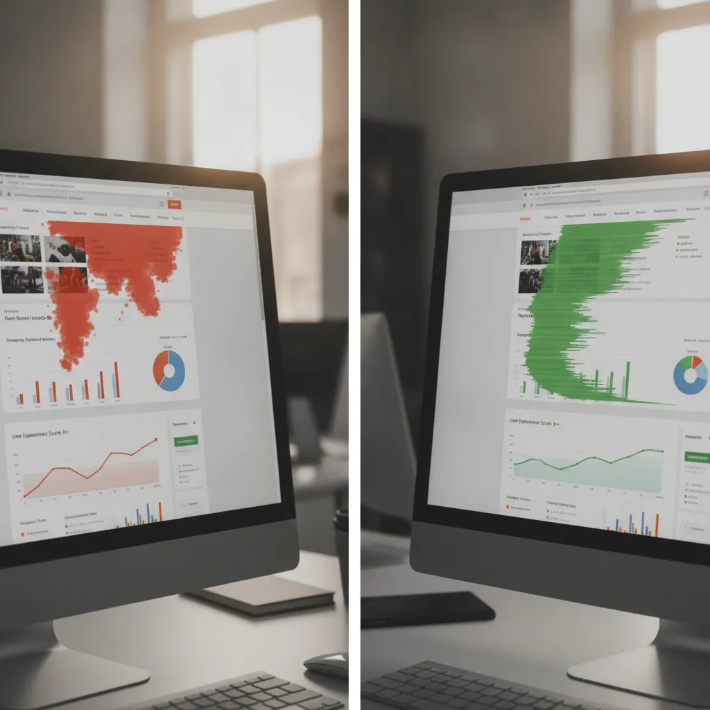 Comparaison avant-après optimisation du SEO comportemental utilisateurs avec heatmaps