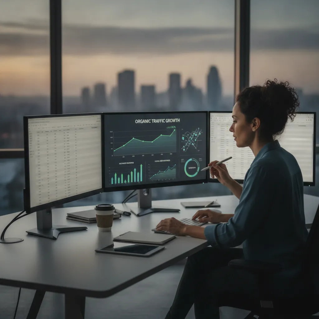 consultant seo freelance analysant les résultats d'une stratégie de référencement naturel