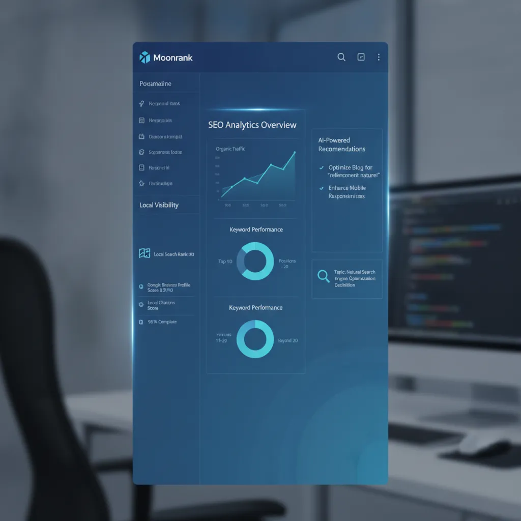 Tableau de bord Moonrank pour le référencement naturel définition et l'optimisation SEO locale