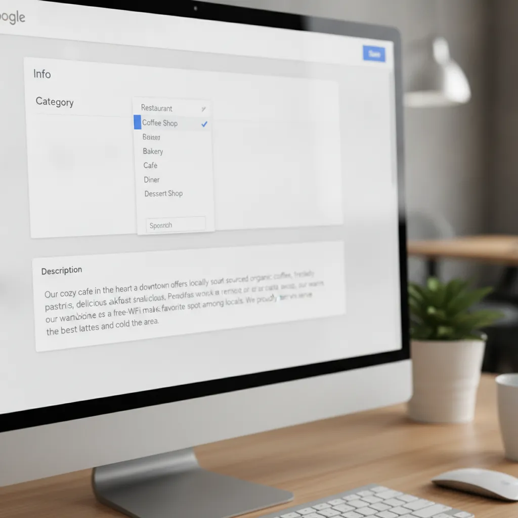 tableau de bord Google Business Profile montrant comment optimiser google maps avec les catégories et mots-clés locaux