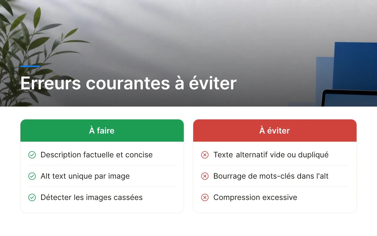 Erreurs courantes à éviter