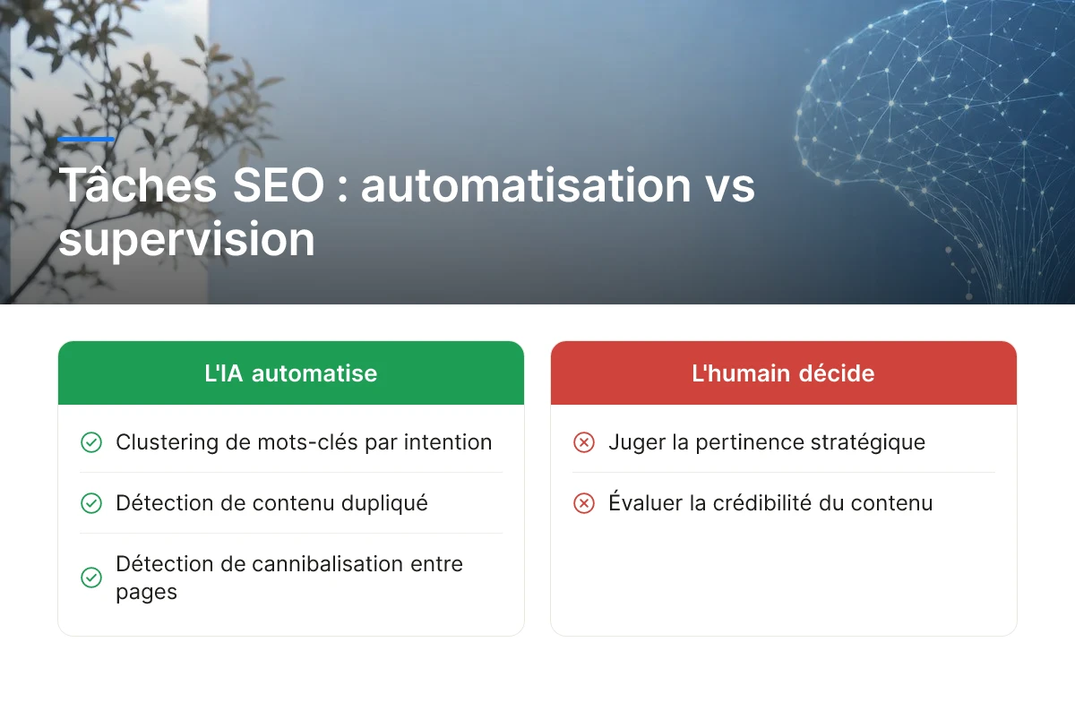 Tâches SEO : automatisation vs supervision