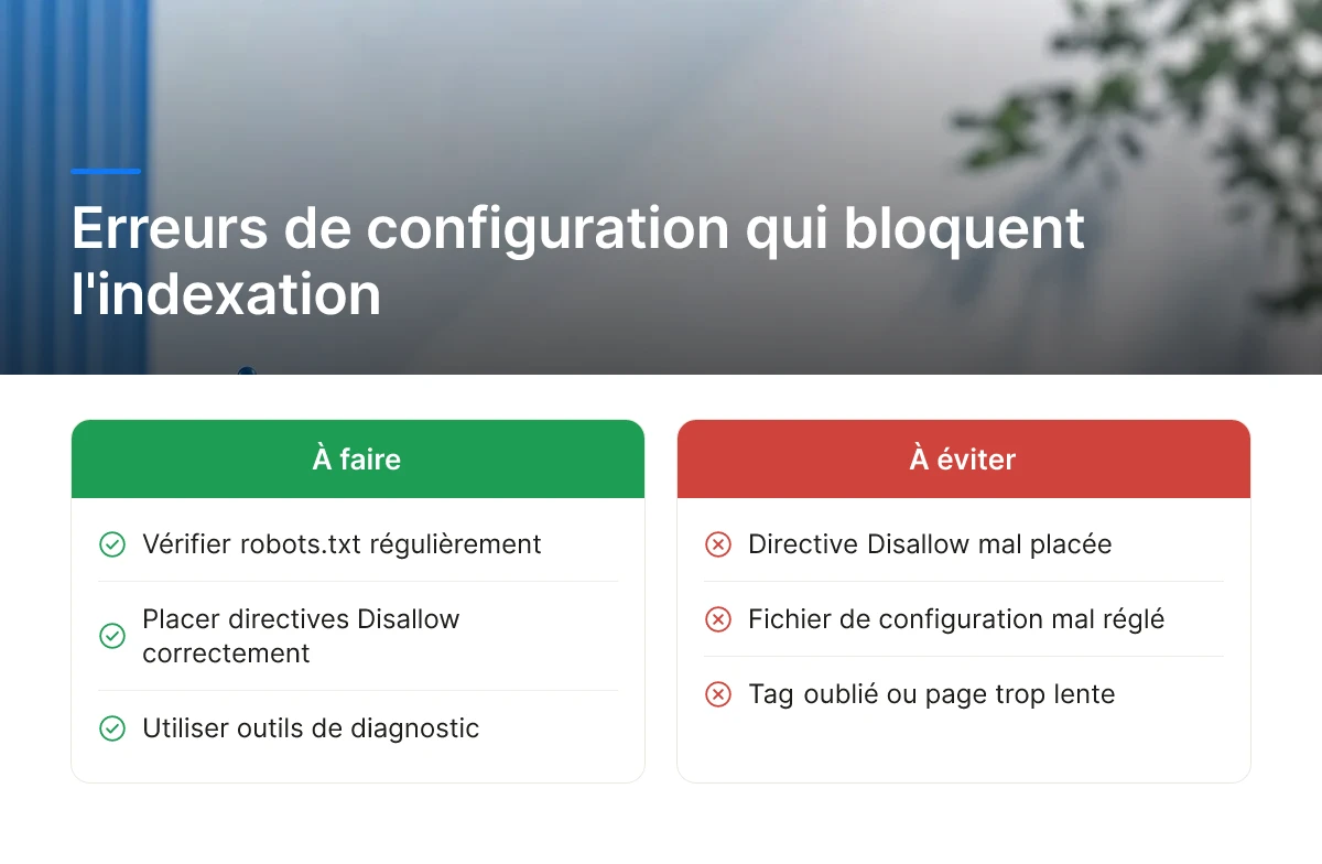Erreurs de configuration qui bloquent l'indexation
