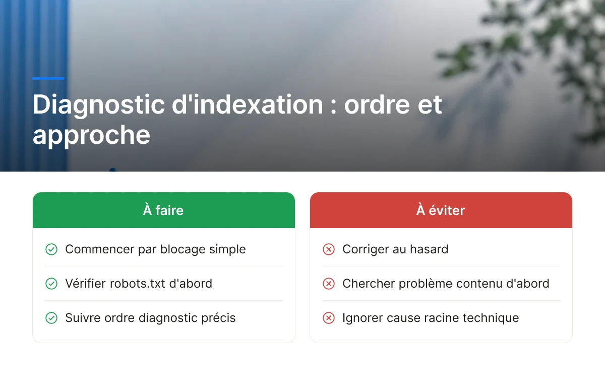 Diagnostic d'indexation : ordre et approche
