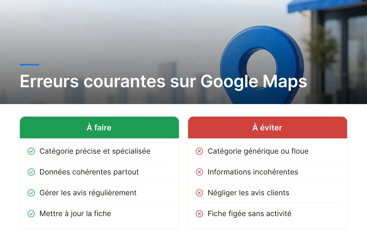 Erreurs courantes sur Google Maps