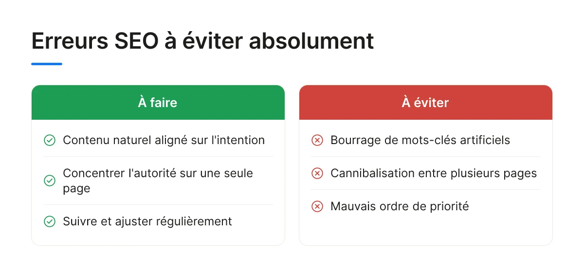 Erreurs SEO à éviter absolument
