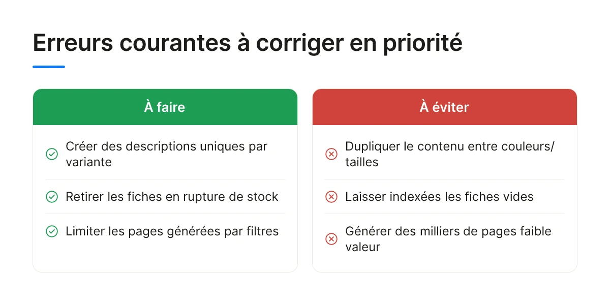 Erreurs courantes à corriger en priorité