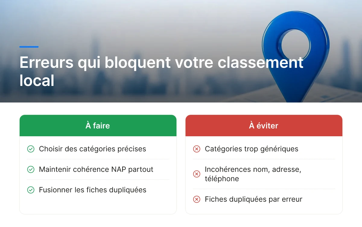 Erreurs qui bloquent votre classement local
