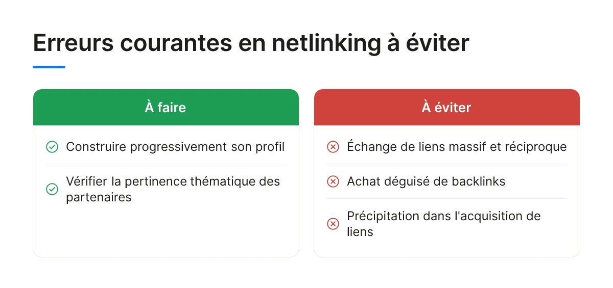 Erreurs courantes en netlinking à éviter