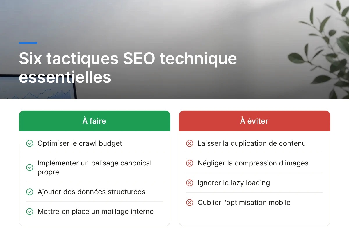 Six tactiques SEO technique essentielles