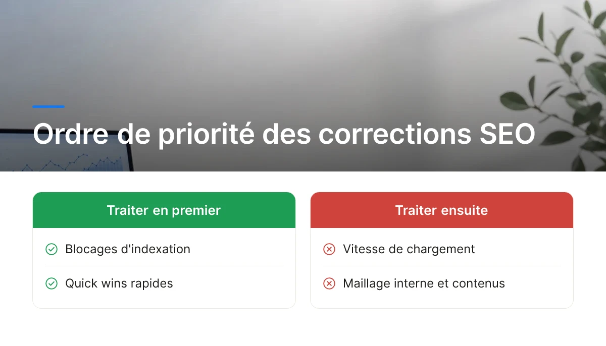 Ordre de priorité des corrections SEO