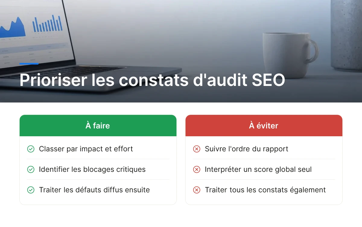 Prioriser les constats d'audit SEO